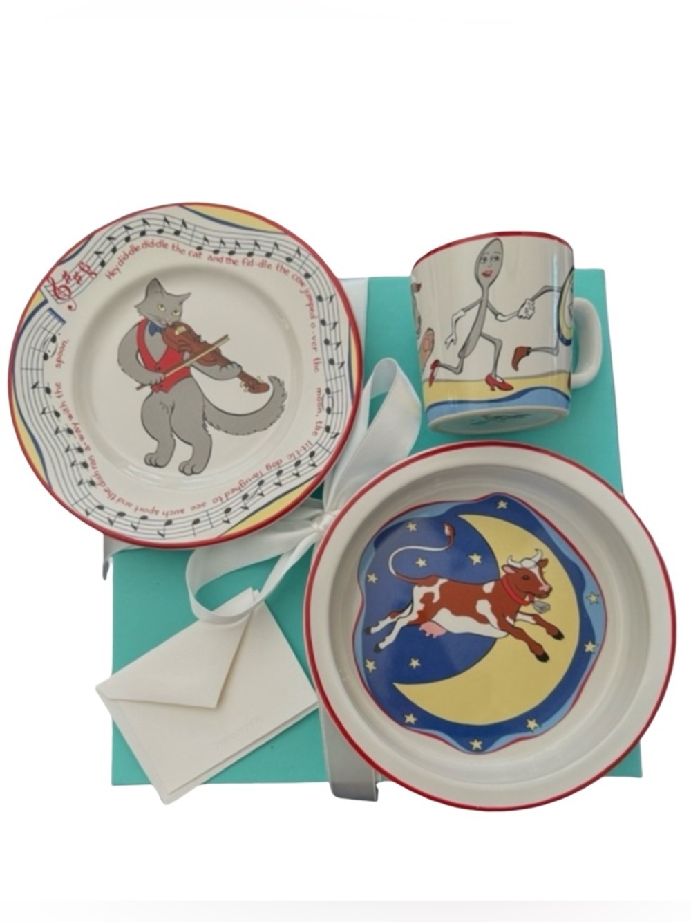 HP🎉TIFFANY & CO. Vintage “Hey Diddle Diddle”3 Piece Child Baby Feeding Set China